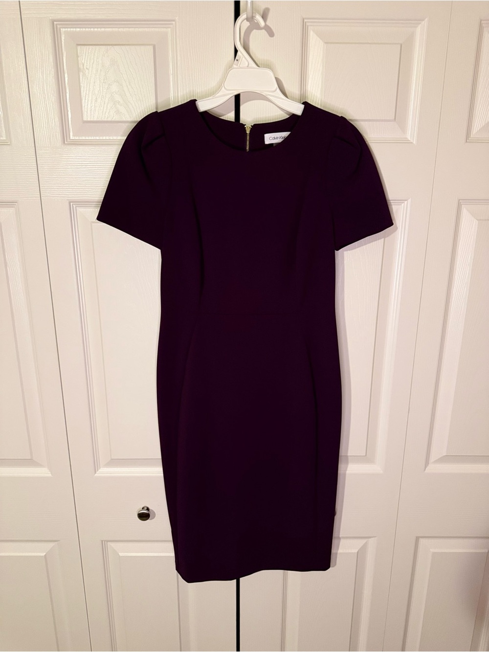Calvin Klein Dark Purple Short-Sleeve Sheath Dress Size 6